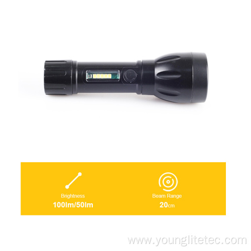 Plastic 3W LED flashlight hidden USB charge port